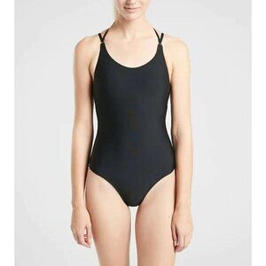 Athleta Keyhole One Piece Swimsuit in Black Size Large
